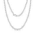Elegant S925 sterling silver flat mariner chain necklace with polished silver finish - Silver (3.7mm Width 55cm Length)