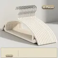 Set of 20 cream white non-slip thickened hangers with silver metal hooks for storage - 20 Pack Upgraded 5MM / Cream White