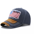 Vintage US flag patch baseball cap in navy blue denim with a contrast brim - One Size / Navy Blue