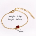 Detailed size specifications for gold chain bracelet with 6mm red stone insert - Red Zirconia (Round Red)
