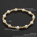 Bracciale elastico con perle barocche e sfere in acciaio inossidabile placcato oro - Stile Perla e Perla Dorata (NJ05-2)