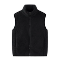 Gilet classico in pile nero con collo alto e cerniera per uomo e donna - S / Nero