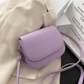 Minimalist lavender saddle crossbody bag in high quality leather with silver lettering - Purple