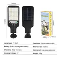 Solar street light detail showing 72 SMD LEDs, ABS housing, and technical dimensions - 616-5 72SMD (No Remote)