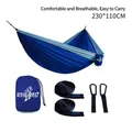 Blue dual-tone lightweight nylon parachute hammock with straps and carabiners set - 230x110cm / Elastic Band Style / Royal Blue/Sky Blue