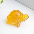 Amber crystal turtle figurine in translucent resin with sparkling gold flecks - Citrine