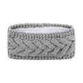 Detail of grey cable knit headband with warm white faux fleece lining texture - Light Gray