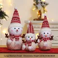 Set of 3 plush Christmas snowmen in 25cm, 33cm, and 38cm sizes with knit hats and scarves - European Style Snowman (Family of Three)