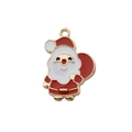 Christmas Santa Claus enamel alloy charm with red and white gold-plated finish - Red and White Santa Claus Figure