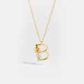 Close-up of golden S925 sterling silver letter B pendant with colorful zircon stones - 925 Silver / Letter B