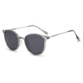 Ultralight blue light glasses in transparent tea color with sleek metal temples - Transparent Grey Silver Frame - Black Grey Lens