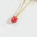 Exquisite 14K gold plated tropical dragon fruit pendant necklace with enamel finish - Fruit