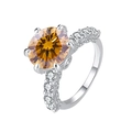 S925 sterling silver ring featuring a 5ct orange moissanite with side stone accents - US 8 / 2CT Champagne Moissanite