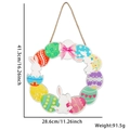 Easter egg wreath with white bunny silhouette and pink bow, dimensions 16.26x11.26 inches - Multi Bunny Egg Wooden Sign