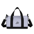 Light purple nylon cylinder crossbody bag with black handles and stylized JLP logo print - Gray