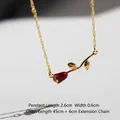 3D red enamel rose pendant necklace in gold finish with size specifications - Horizontal Rose Style (Style 2)