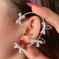 Elegant rose gold butterfly ear cuff with sparkling crystals for non-pierced ears - 24# Rose Gold Bow - Left Ear