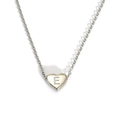 Polished silver heart pendant necklace with engraved letter E on a fine O-chain - Letter E Heart Style (S143S-001-E)