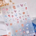 Cute Korean dog nail stickers with strawberry and heart patterns, variant M-1185 sticker sheet - M-1185 Color Silver