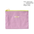 Purple nylon macaron makeup bag with orange zipper and green trim 21x16cm - 21x16cm / Light Purple Horizontal