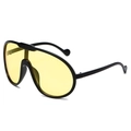 Gafas de sol vintage Y2K con lentes amarillas y montura negra elegante de gran tamaño - Montura Negra Lentes Amarillas