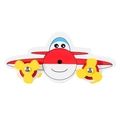 Wooden airplane-shaped toy handle for busyboard in red, white, and yellow colors - Red Airplane