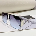 Fashion aviator sunglasses with blue gradient lenses and hollow silver metal temples - Silver Frame Gray Blue Lens