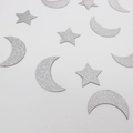 Silberne Stern- und Mond-Konfetti-Pailletten mit Glitzer für Party-Dekorationen - Silberner Mond und Stern