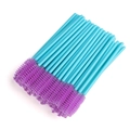 Einweg-Wimpernbürsten mit blauem Kunststoffgriff und lila Spiral-Nylonbürstenkopf - Hellblau - Violette Borsten
