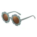 Fashionable flower shaped kids sunglasses in matte celadon green with brown lenses - Kids / C15 Matte Grey Blue Frame Brown Lens