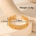 Gold hollowed geometric sun pattern open cuff bracelet in durable stainless steel - YB-044/Geometric Hollow