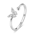 S925 sterling silver butterfly open ring with sparkling marquise and round zircons - Adjustable Open / Butterfly Style (BSR178-3)