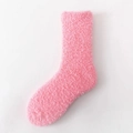 Single pink coral fleece floor sock for women with soft plush texture on white background - Pink
