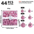 Set 44 palline di Natale rosa da 3/4/5cm con finiture glitterate ed elettroplaccate - Rosa