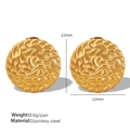 22mm 18k goud vergulde roestvrijstalen oorbellen met geweven golftextuur - Kleine Goud / 22mm