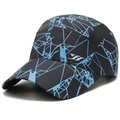 Quick-dry breathable mesh baseball cap with dark grey and blue geometric patterns - Black Blue Lines