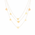 Detail of triple-layer gold titanium steel necklace with multiple heart pendants - Layered Heart Style (08)