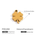 Minimalist 18k gold plated clover pendant in stainless steel for DIY jewelry making - Gold Clover 3D Pendant (PJ91268)