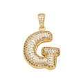 Detail of gold letter G pendant with micro-pave white cubic zirconia and 3D design - Letter G