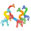 Set of four colorful giraffe fidget toys with extendable plastic bellows necks in vibrant colors - Colorful Stretch Giraffe