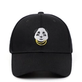 Gorra de béisbol de algodón negro con bordado de panda y collar amarillo brillante - Ajustable / Negro