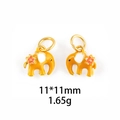 Detail of yellow enamel elephant charms, 11x11mm, 1.65g, for DIY jewelry making - No.4 Yellow Elephant with Flower