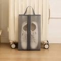 Grey portable mesh travel shoe storage bag with zipper closure and carry handle - Small / Gray