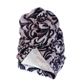 Faux suede twisted turban headband featuring black damascus pattern on dusty pink base - 10373/Purple Retro Pattern