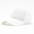 White baseball cap with unique feather-like textured fabric and minimalist stylish design - Adjustable / White