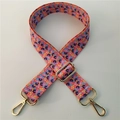 Tracolla larga regolabile con motivo floreale colorato e ganci in metallo dorato - Floreale Denso (Fibbia Argento)