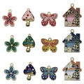 DIY Schmuckanhänger Set mit 12 bunten Emaille-Legierung Blumen- und Schmetterlingsanhängern - 12-teiliges Haus Schmetterling Pilz Set