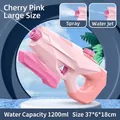 Pink electric water gun toy, 1200ml large capacity for kids beach and pool play - Pink 1200ML Spray/Water Double Mode