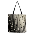 Canvas tote bag with musical notes pattern and black straps on a white background - Music Note Print Style (hm3595)