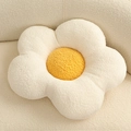 Minimalist white flower pillow with yellow center on cozy beige plush sofa - 50*37cm/0.48kg / Flower White